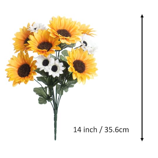 14" Yellow & White Sunflower Bush by Ashland®
